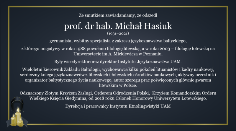odszedł prof. dr hab. Michał Hasiuk